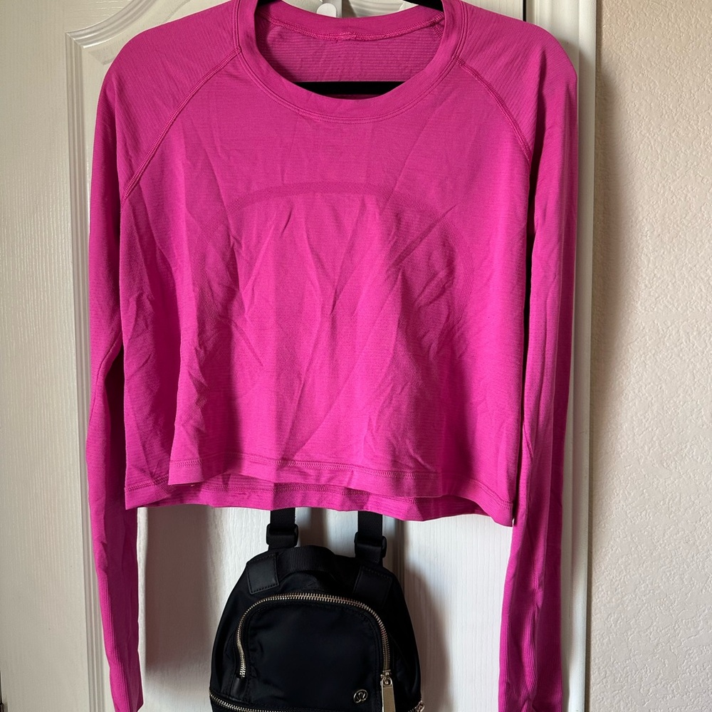 Lululemon Athletica Swiftly Sonic Pink Cropped Long Sleeve